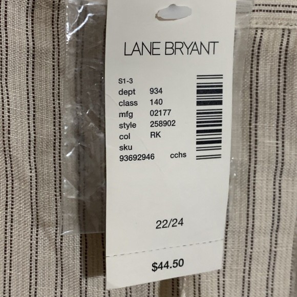 Lane Bryant Cream Striped Wide Leg Pants - Picture 3 of 9
